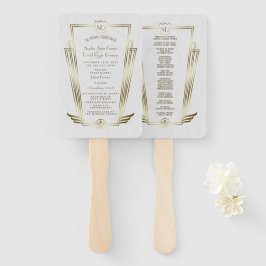Leque Programa Real de Casamento de Arte Dourada Deco Mo