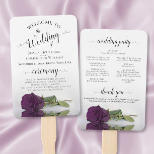 Leque Programa Romântico de Casamento Elegante de Rosa d