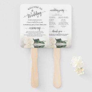 Leque Programa Romântico de Casamento Elegante Rose Bran
