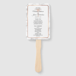 Leque Programa rosa Dourado de Casamento de Árvore Palm