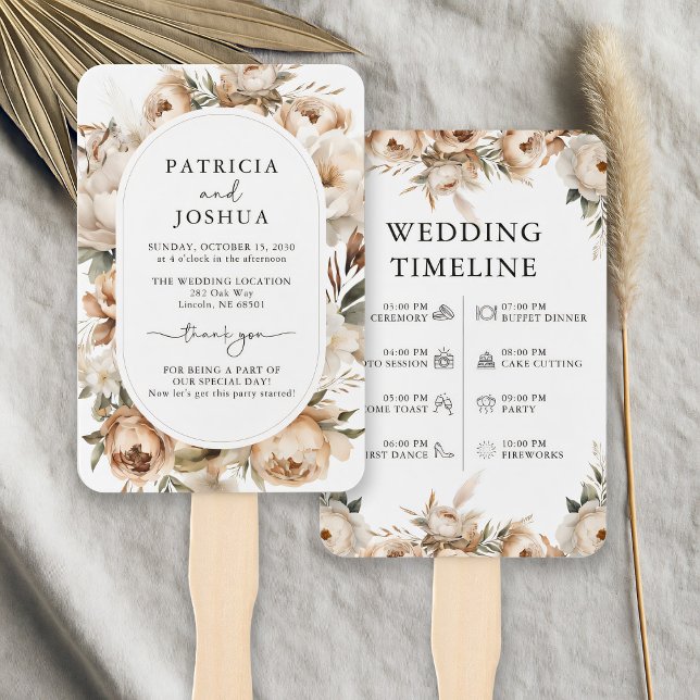 Leque Programa Rustic Boho Wedding Elegante (Criador carregado)