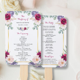Leque Programa Rustic Burgundy Blush Floral Weding Marin