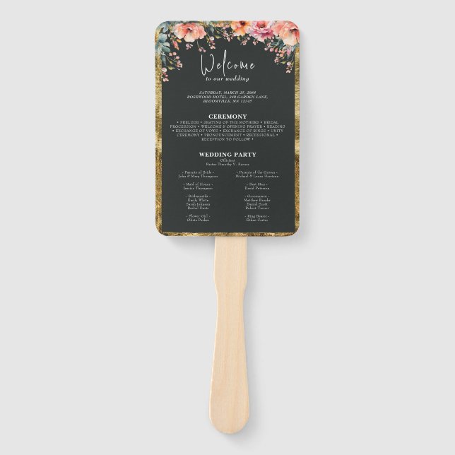 Leque Programa Rustic Country Floral Sage Green Wedment (Frente)