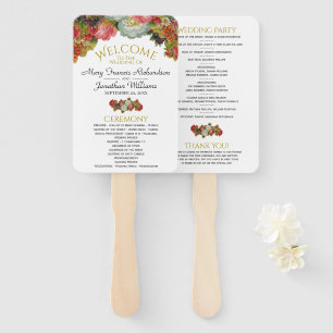 Leque Programa Rustic Elegance Autumn Floral Weding Prog