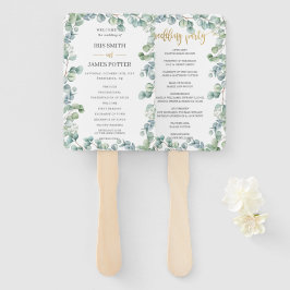 Leque Programa Rustic Eucalyptus Greenery Weding Program