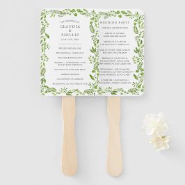 Leque Programa Rustic Green Olive Frame Weding Program