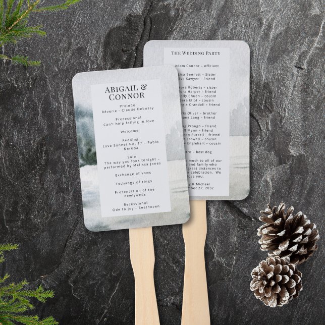 Leque Programa Rustic Misty Mountain Lake Watercolor (Criador carregado)