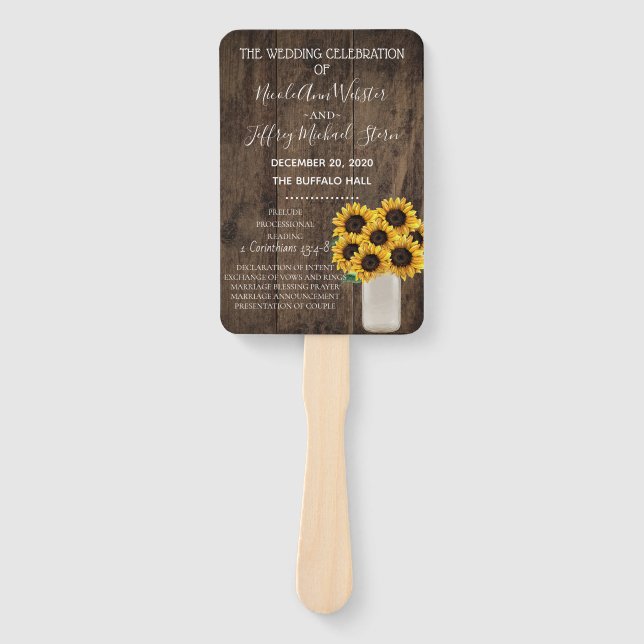 Leque Programa Rustic Sunflower Country Barn Wedment (Frente)