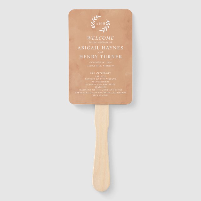 Leque Programa Rustic Watercolor Wedding (Frente)