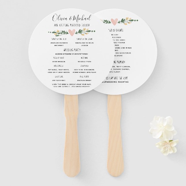 Leque Programa Rustic Wedding Ordem dos Acontecimentos (Frente e Verso)