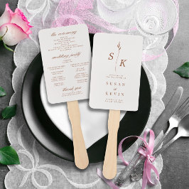 Leque Programa Simples de Casamento de Monograma de Folh