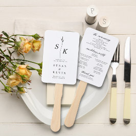 Leque Programa Simples de Casamento de Monograma de Folh