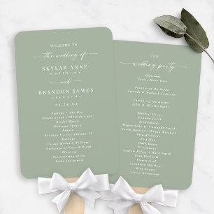 Leque Programa Simples de Cerimônia de Casamento Verde d