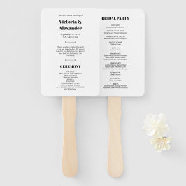Leque Programa Simples Elegante de Casamento Negro e Bra