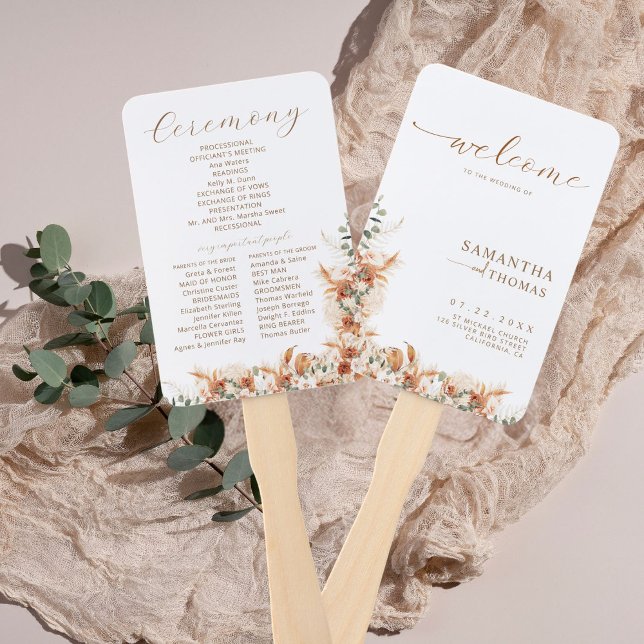 Leque Programa Simples Elegante Moderno de Casamento Ter (Criador carregado)