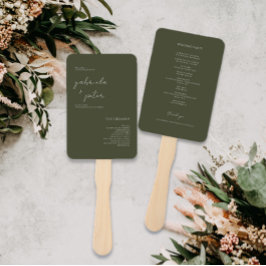 Leque Programa Simples Minimalista De Casamento Verde Ol