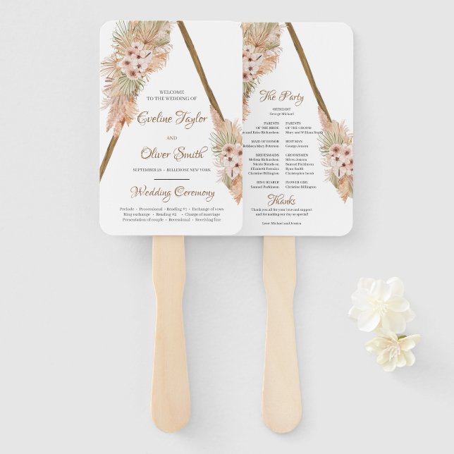 Leque Programa Trendy Dried Palm Pampas Grass Arch (Frente e Verso)