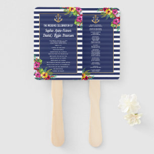Leque Programa Tropical Floral Marinho Havaiano Blue Str
