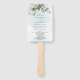 Leque Programas de Casamento Eucalyptus Verdes Dusty Blu