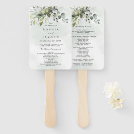 Leque Programas de Casamento Eucalyptus Verdes Dusty Blu