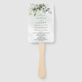 Leque Programas de Casamento Eucalyptus Verdes Dusty Blu