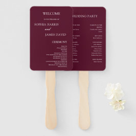 Leque Programas de Casamento Minimalista Elegante Burgun
