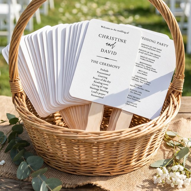 Leque Programas de Casamento Preto e Branco Minimalista  (Criador carregado)