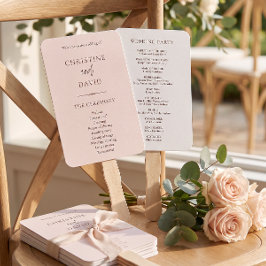 Leque Programas de Casamento Rosa e Branco Minimalista M