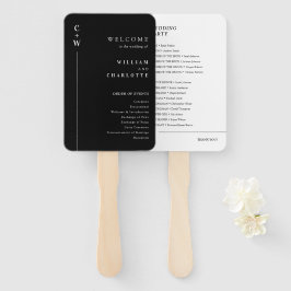 Leque Programas Elegantes de Casamento Negro e Branco
