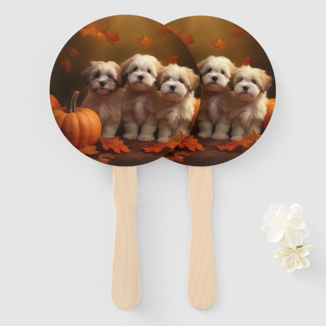Leque Puppy Autumn Delight Pumpkin (Frente e Verso)