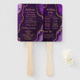 Leque Purple and Gold Agate Wedding Program