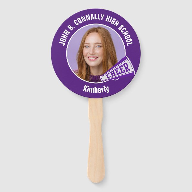 Leque Purple Cheerleader Photo High School Spirit (Frente)