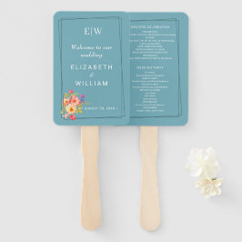 Leque Quadro com Rosas, estilo de casamento em azul retr