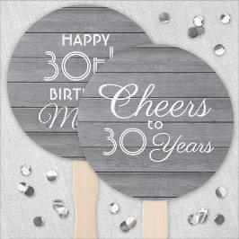 Leque QUALQUER Aniversário... Cinza Rústica Faux Wood Ro