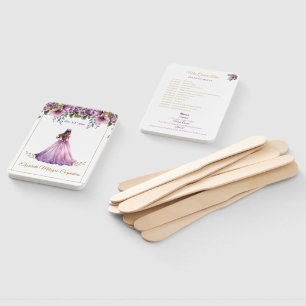 Leque Quinceañera Purple Lilac Fan com Cronograma de Eve