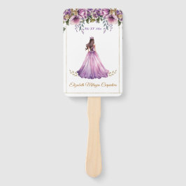 Leque Quinceañera Purple Lilac Fan com Cronograma de Eve