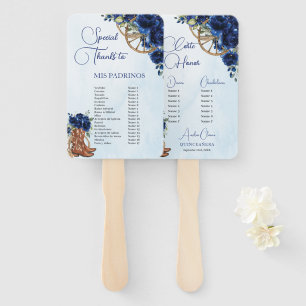 Leque Quinceañera XV 15 Azul Real Floral Charro Padrino