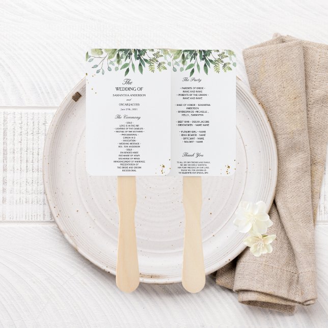 Leque Ramificação de Folhas Verdes Modernas em Aquarela (Criador carregado)