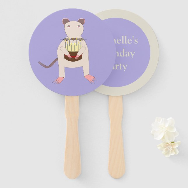 Leque Rato Siamês com Partido Personalizado do Bolo de A (Frente e Verso)