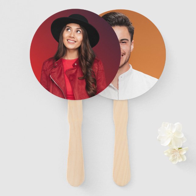 Leque Recem casados Sr. & Sra. | Monograma de Foto Casad (Frente e Verso)