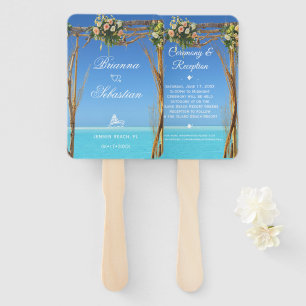 Leque Recepção floral da porta do casamento de praia d