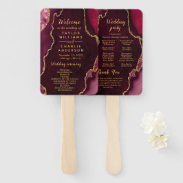 Leque Red and Gold Agate Wedding Program