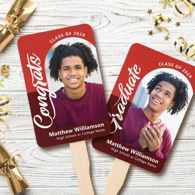 Leque Red Congrats Formando 2 Fotografias Arch Script Ne (Criador carregado)