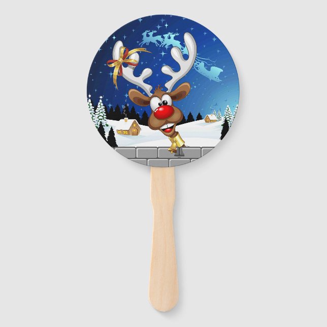 Leque Rena Fofa Espiando Meme de Natal (Frente)