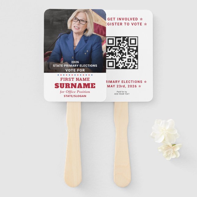Leque Republican Party Campaign Personalized QR & Photo (Frente e Verso)