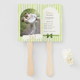 Leque Retro Green Stripes Wedding Ceremony Program Fan