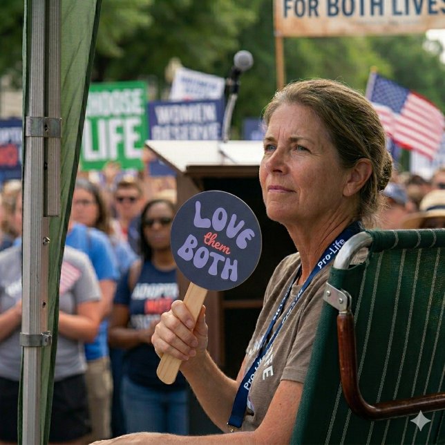 Leque Retro Love Them Both Pro Life Mom Unborn Baby  (Criador carregado)