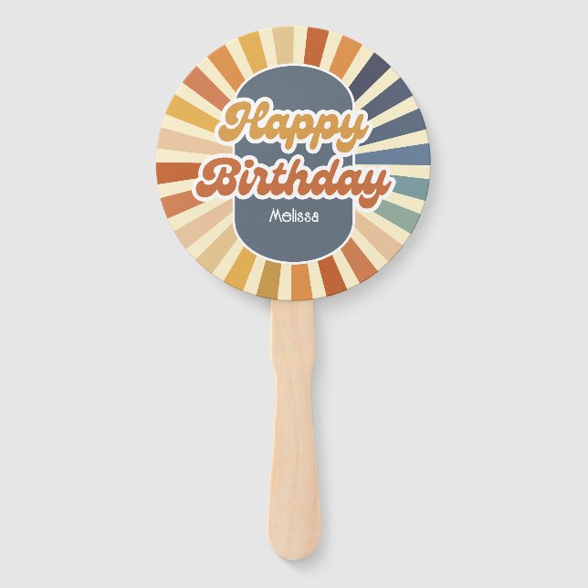 Leque Retro Sun Groovy Wave Happy Birthday (Verso)
