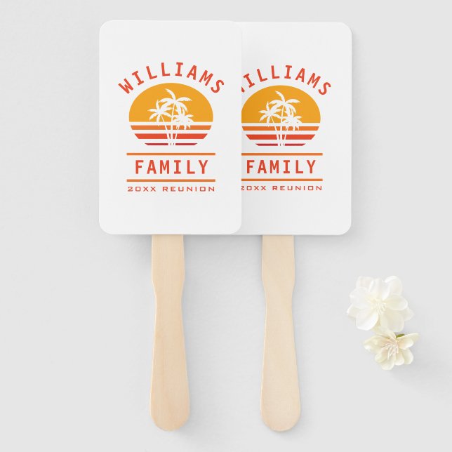 Leque Reunião da Família Tropical Beach de Férias de Ver (Frente e Verso)