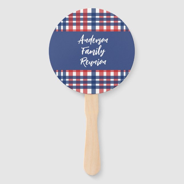 Leque Reunião da família vermelha, branca e azul (Frente)